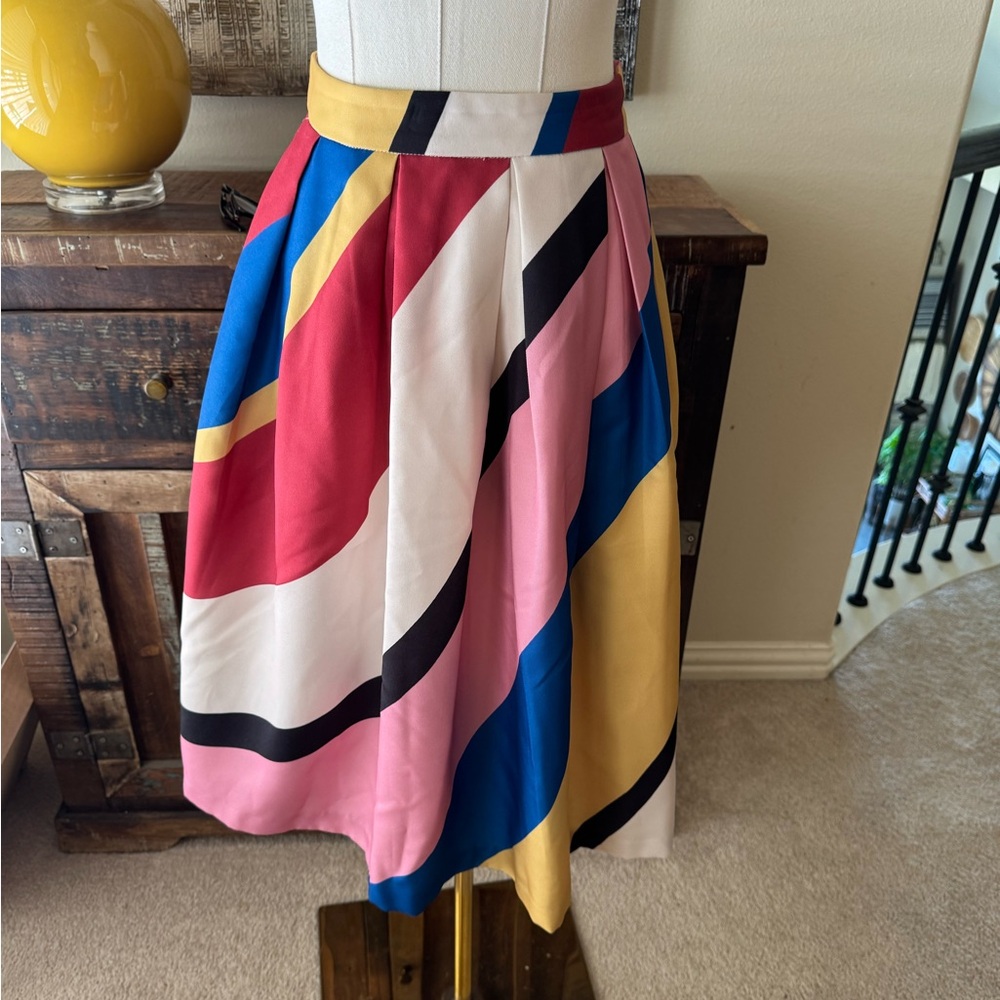NWT Colorful Striped A-Line Skirt - size M - Picture 3 of 9